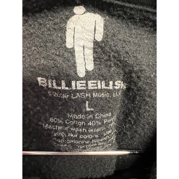 2019 Men’s BILLIE EILISH Black Lash Tour BLOHSH 2 Sided HOODIE Large Punk Band - Picture 6 of 9